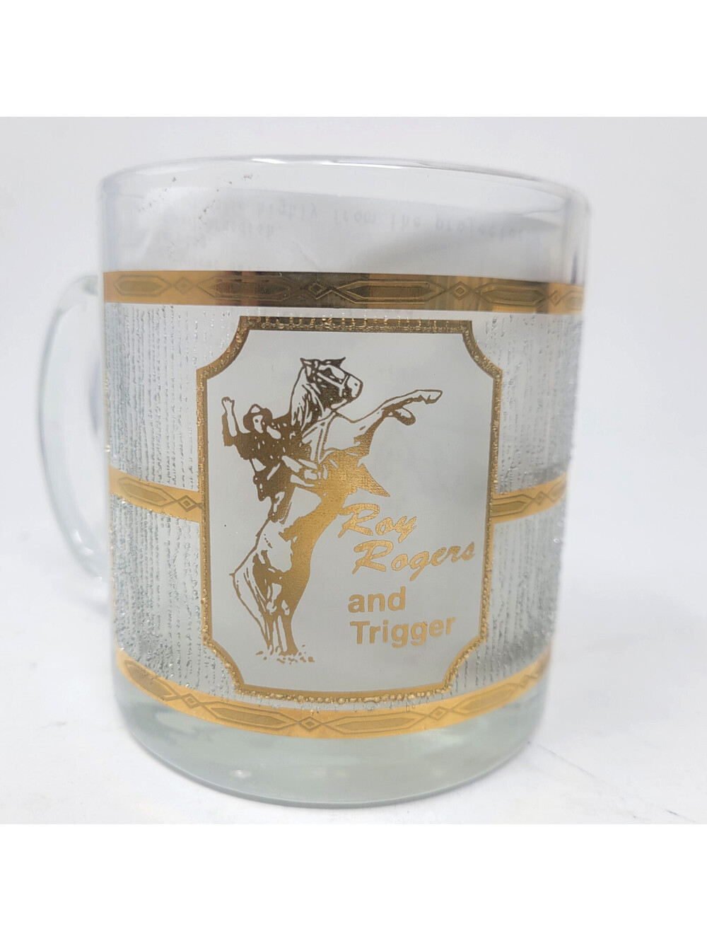 Vintage Culver Glass Mug Roy Rogers and Trigger 22K Gold Trim Barware Cup